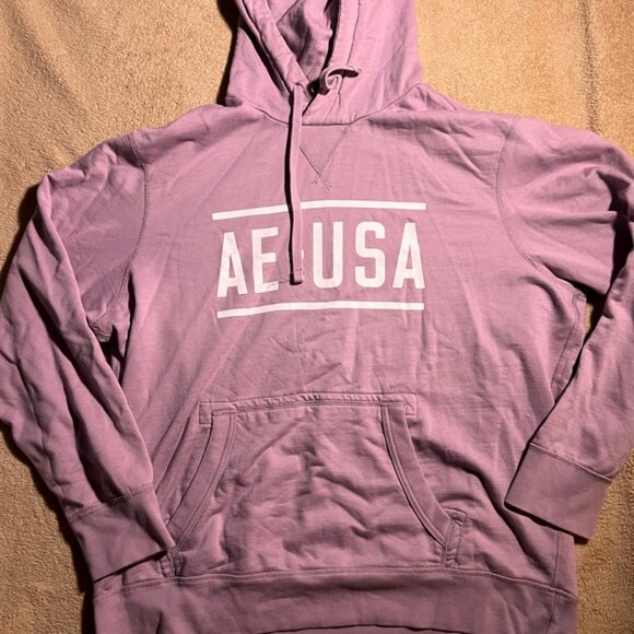 American Eagle Outfitters XXL Pink Purple AE USA Hoodie Pullover Sweatshirt (L) - Picture 1 of 6